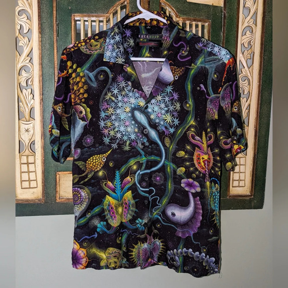 R.S. CONNETT SS Button-Down Shirt, Black, Size S - Picture 1 of 7